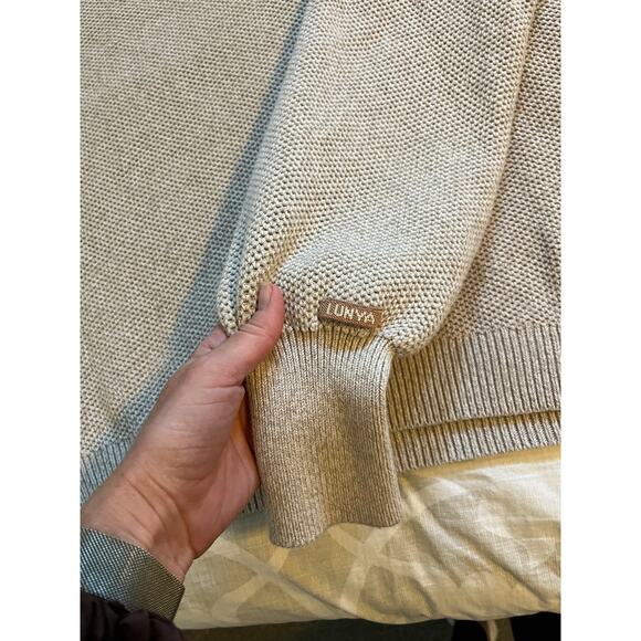 Lunya Cottonsilk™ Pocket Henley sweater oat‎ marl women’s medium - Picture 9 of 11